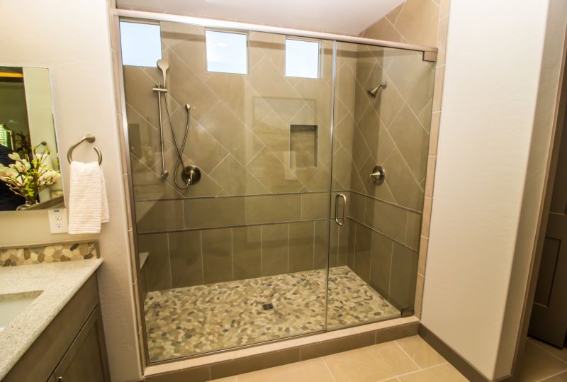 Minimalist Shower with Recessed Shelves